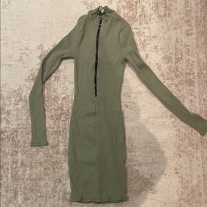 Fashion Nova Sage Long Sleeve Dress